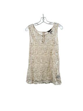 Cynthia Rowley Layered Crochet Top Sleeveless Cream Womens Size Medium
